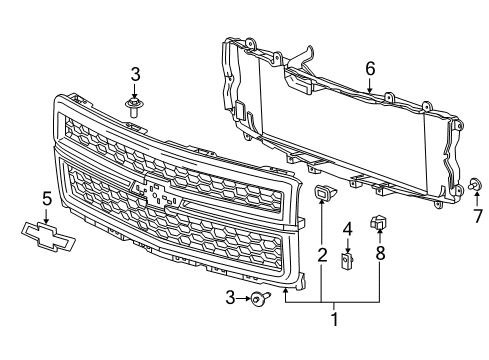 2015 Chevy Silverado 1500 Grille & Components Diagram 4 - Thumbnail