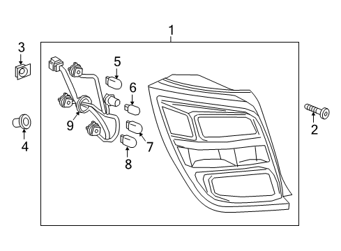 2017 Chevy Sonic Tail Lamp Assembly, Rear Driver Side Diagram for 42652054