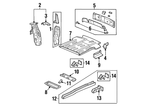 2002 Oldsmobile Silhouette Rear Body Panel, Floor & Rails Diagram