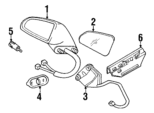 1999 Pontiac Bonneville Mirror, Rear Passenger Side Diagram for 25615194
