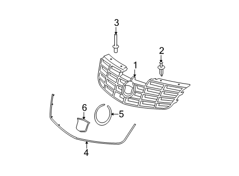 2007 Cadillac DTS Grille & Components Diagram