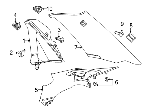 2013 Chevy Caprice Interior Trim - Quarter Panels Diagram