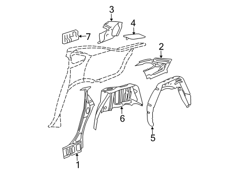 2012 Chevy Impala Inner Structure - Quarter Panel Diagram