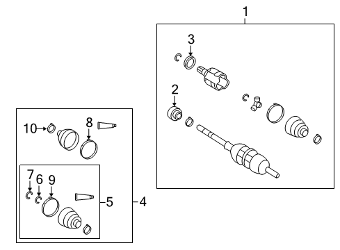 2009 Pontiac Vibe Axle Assembly, Front Driver Side Diagram for 19183749