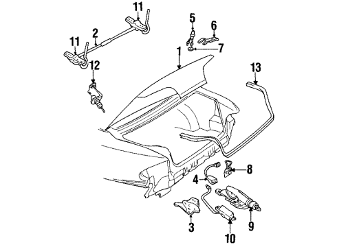 1993 Pontiac Bonneville Hinge, Rear Diagram for 12537267