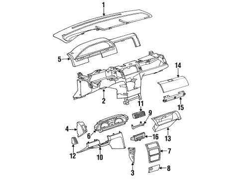 1991 Saturn SC Upper Trim Panel Diagram for 21035056