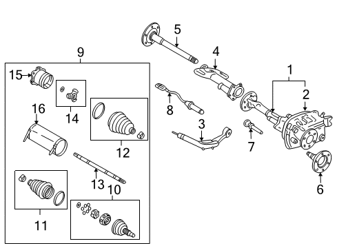 2001 GMC Sierra 3500 Carrier & Front Axles Diagram