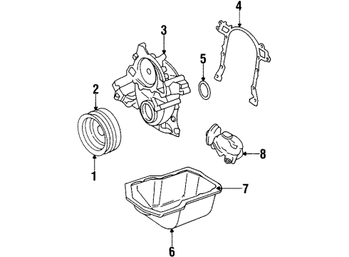1986 Buick Century Engine Parts, Mounts, Cylinder Head & Valves, Camshaft & Timing, Oil Pan, Oil Pump, Crankshaft & Bearings, Pistons, Rings & Bearings Diagram