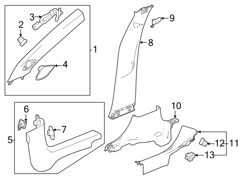 2024 Chevy Trax Interior Trim - Pillars Diagram
