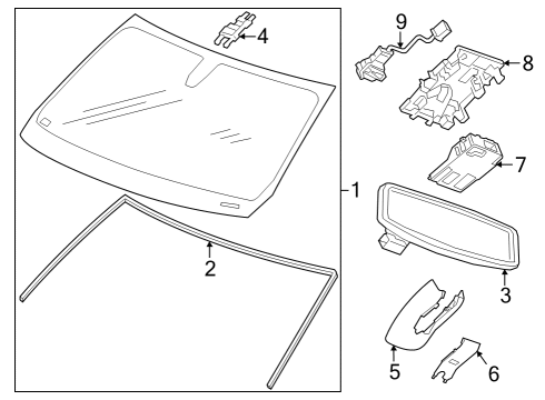 2021 GMC Sierra 1500 Glass - Windshield Diagram