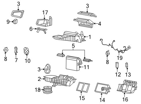 2007 Cadillac XLR A/C Evaporator & Heater Components Diagram