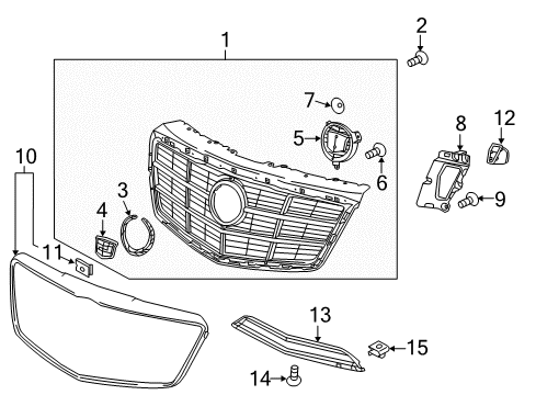 2015 Cadillac CTS Upper Grille, Front Diagram for 23441801
