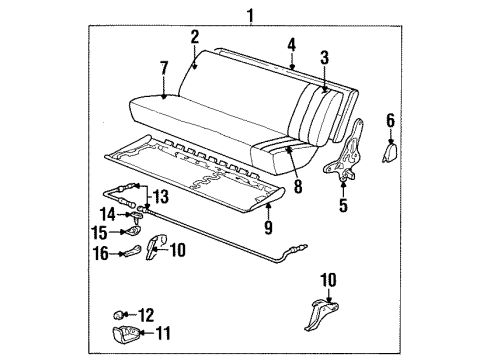 1990 Chevy C3500 Rear Seat Components Diagram