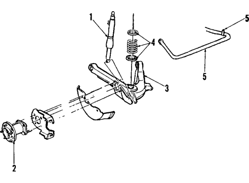1984 Buick Riviera Rear Suspension Components, Lower Control Arm, Stabilizer Bar Diagram