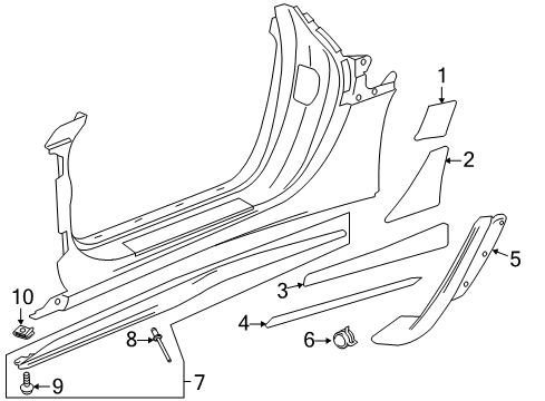 2017 Chevy Corvette Rocker Molding, Passenger Side, Carbon Diagram for 84113136