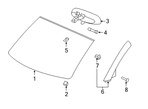 2005 Chevy SSR Windshield Glass, Reveal Moldings Diagram