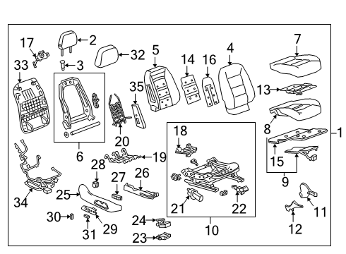 2021 GMC Terrain Passenger Seat Components Diagram