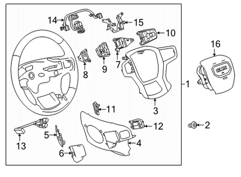 2024 GMC Sierra 3500 HD Steering Wheel & Trim Diagram