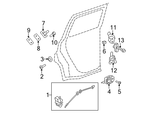 2010 Chevy HHR Lock, Rear Passenger Side Diagram for 25811544