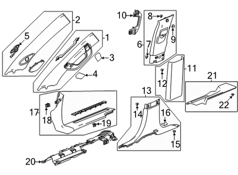 2021 GMC Yukon Interior Trim - Pillars Diagram
