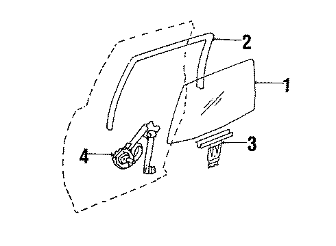 1986 Buick Century Rear Door - Glass & Hardware Diagram