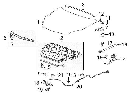 2015 Chevy Equinox Hood & Components Diagram