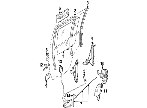 1998 Chevy Tracker Regulator, Rear Driver Side Diagram for 30012551