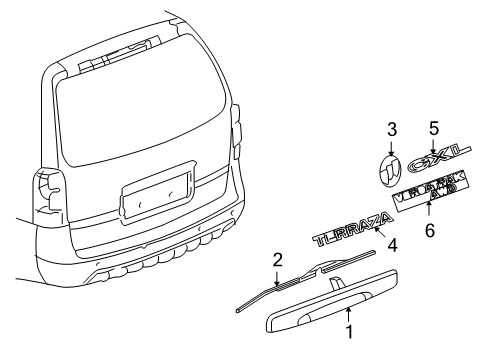 2005 Buick Terraza Emblem, Rear Diagram for 15259668