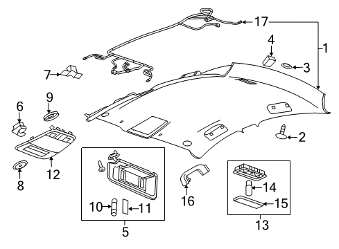 2014 Chevy Malibu Interior Trim - Roof Diagram