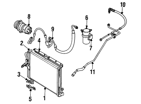 1986 Oldsmobile Cutlass Ciera A/C Condenser, Compressor & Lines Diagram