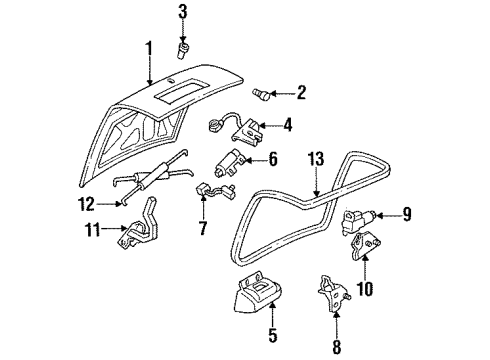 1997 Cadillac DeVille Hinge, Rear Driver Side Diagram for 16633505