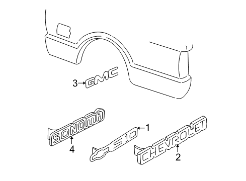 2003 GMC Sonoma Exterior Trim - Pick Up Box Diagram 5 - Thumbnail