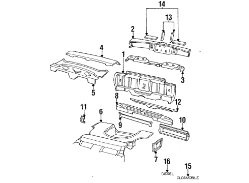 1984 Oldsmobile Cutlass Ciera Floor Pan, Rear Diagram for 10137101
