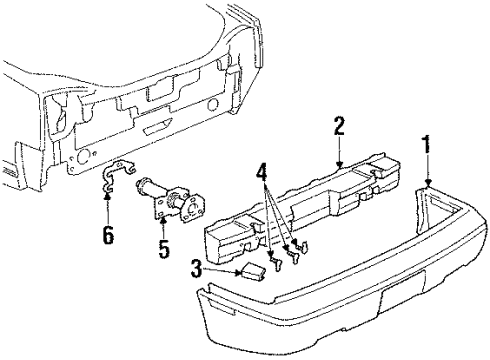 1990 Oldsmobile Cutlass Calais Bumper Cover Diagram for 22536179