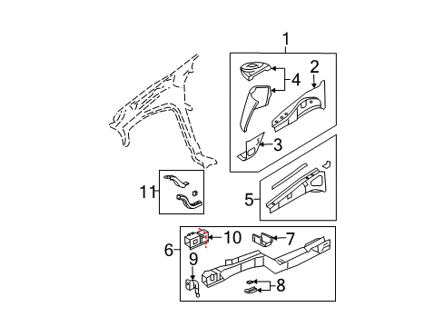 2002 Buick Rendezvous Structural Components & Rails Diagram