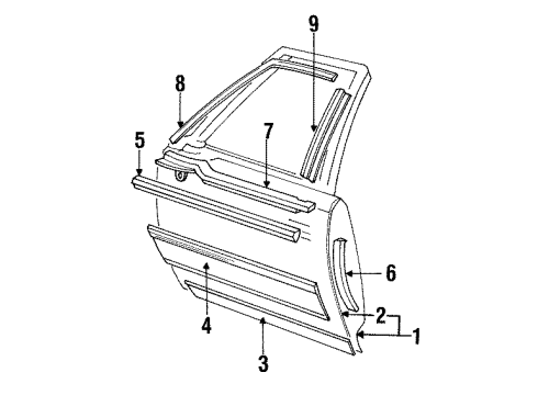 1992 Cadillac Brougham Mirror, Rear Driver Side Diagram for 20721872