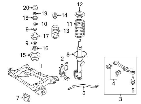 2005 Pontiac GTO Front Suspension Components, Lower Control Arm, Stabilizer Bar Diagram