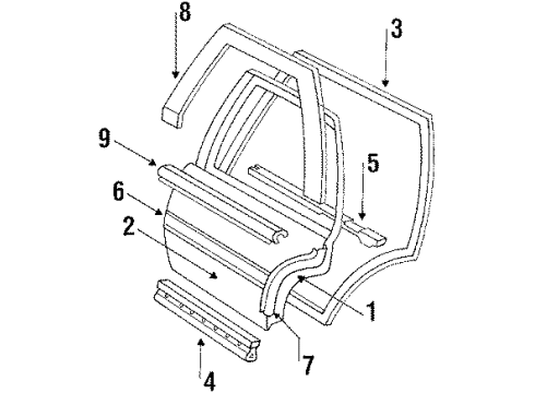 1990 Buick LeSabre Edge Guard, Passenger Side Diagram for 20748528
