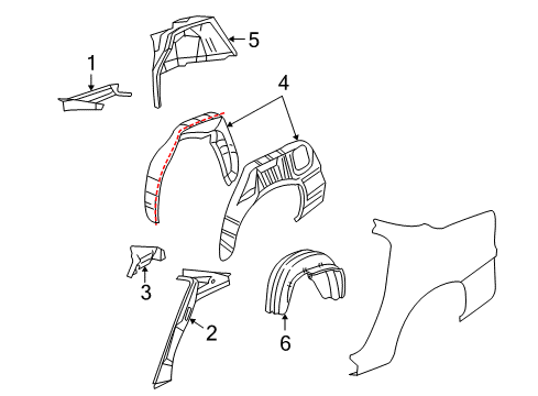 1997 Buick Regal Inner Structure - Quarter Panel Diagram