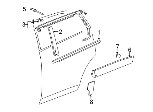2010 GMC Terrain Exterior Trim - Rear Door Diagram