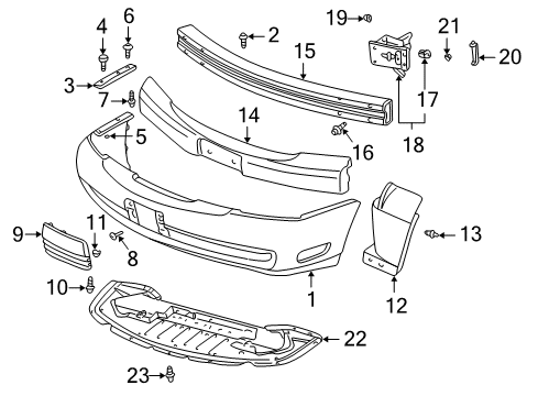 2004 Cadillac DeVille Front Bumper Diagram