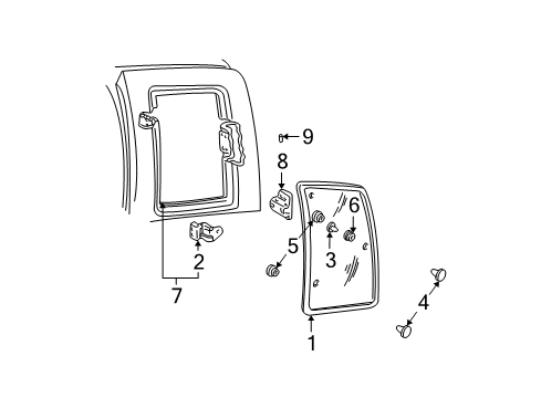 1997 GMC C1500 Side Glass Diagram