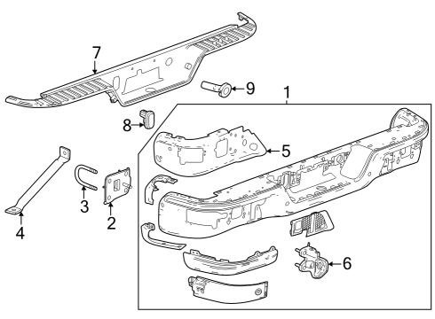 2023 Chevy Silverado 1500 Bumper & Components - Rear Diagram 3 - Thumbnail
