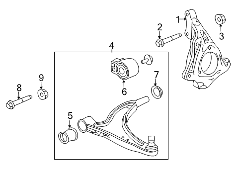 2014 Chevy Malibu Front Suspension Components, Lower Control Arm, Stabilizer Bar Diagram