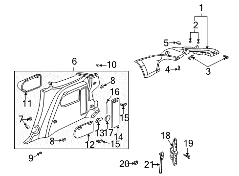 2004 Pontiac Aztek Jack Assembly Retainer Diagram for 11610525