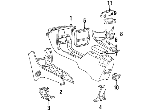 1992 Chevy Cavalier Console, Front Upper Diagram for 22566172