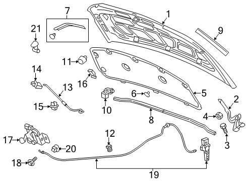 2014 Chevy Sonic Hood & Components Diagram