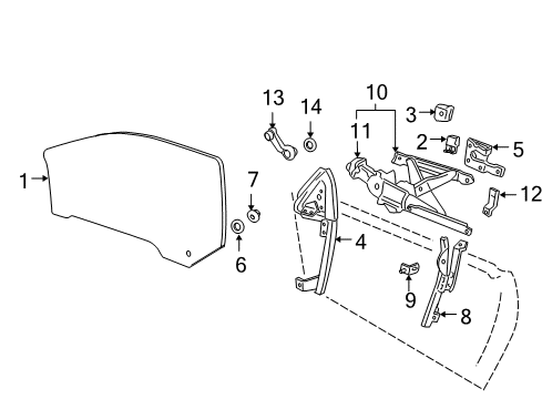 2000 Chevy Cavalier Door - Glass & Hardware Diagram