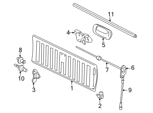 2003 GMC Sierra 1500 Tail Gate, Body Diagram 3 - Thumbnail