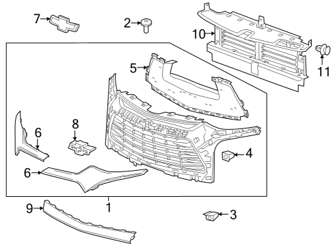 2023 Chevy Blazer Grille & Components Diagram